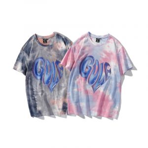 Wholesale custom tie-dye round collar T-shirts